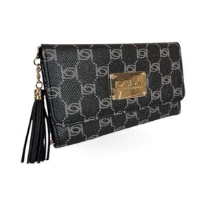 Bebe Logo‎ NWOT Print Wallet with Tassel – Black & Gold